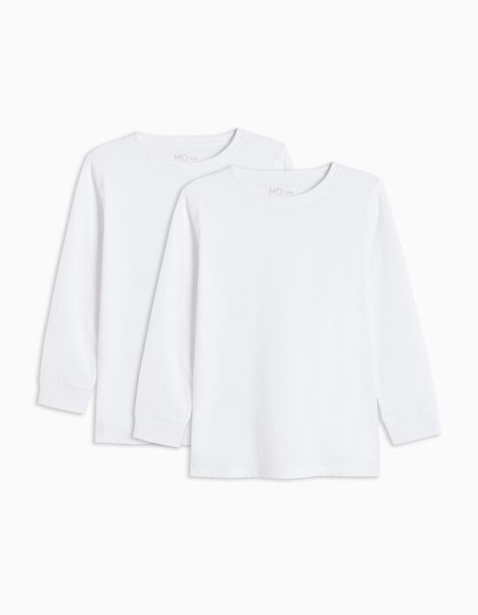 Comprar Online Pack 2 Camisolas Interiores de Manga Comprida, Menino, Branco