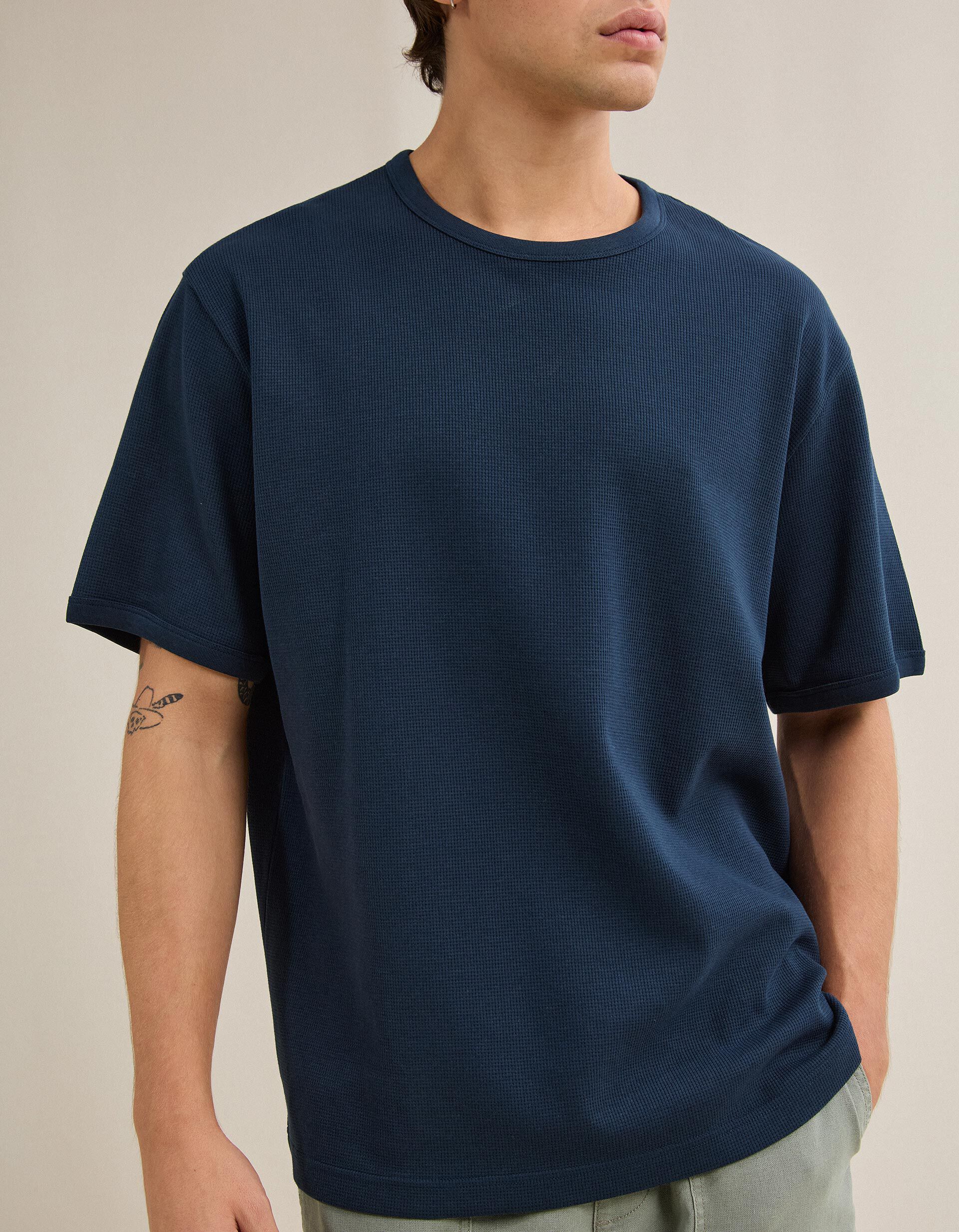 Comprar Online T-shirt Waffle, Homem, Azul Escuro