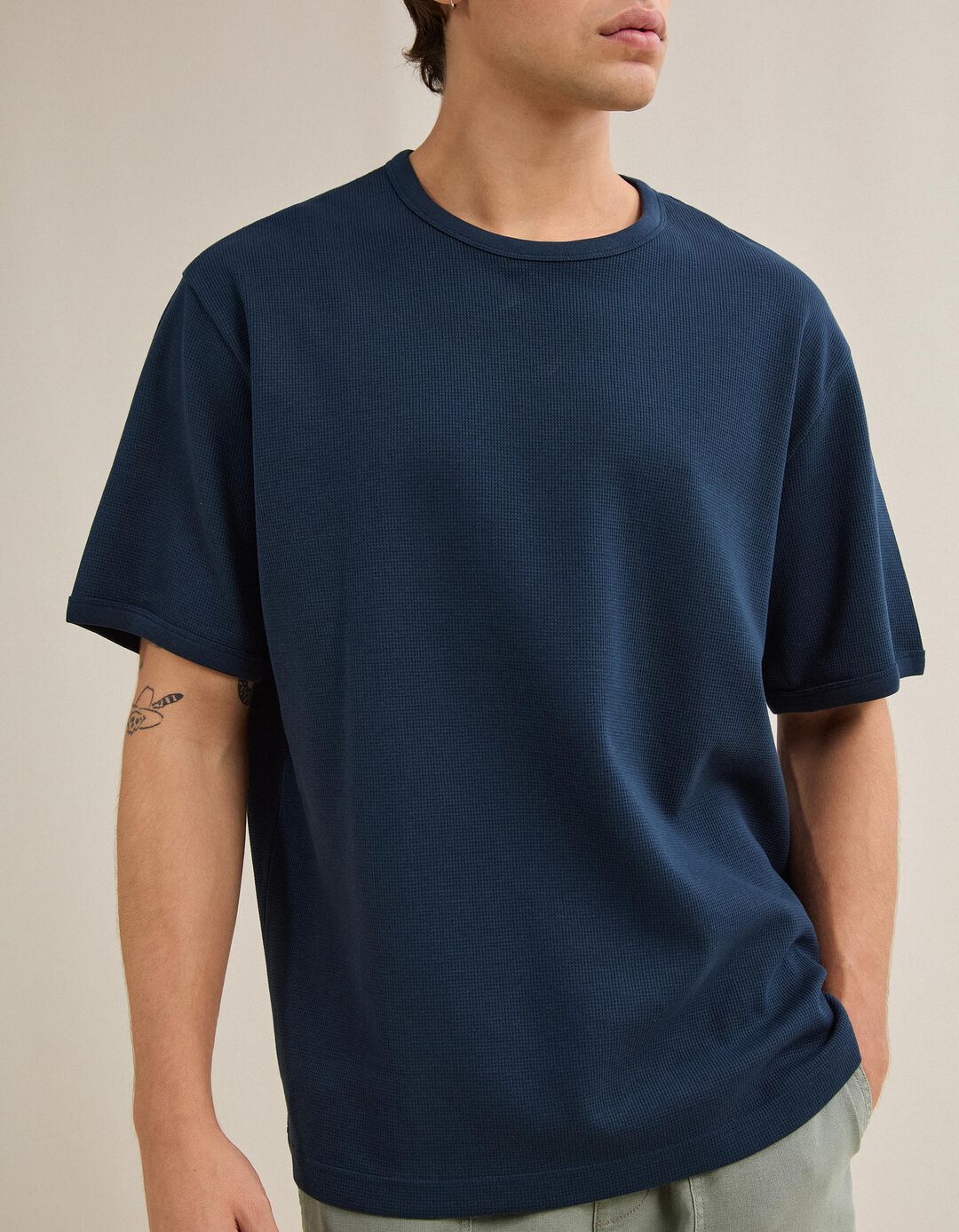 T-shirt Waffle, Homem, Azul Escuro