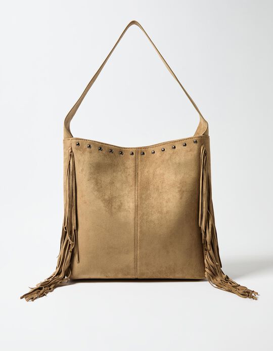 Comprar Online Mala Shopper com Franjas, Mulher, Castanho