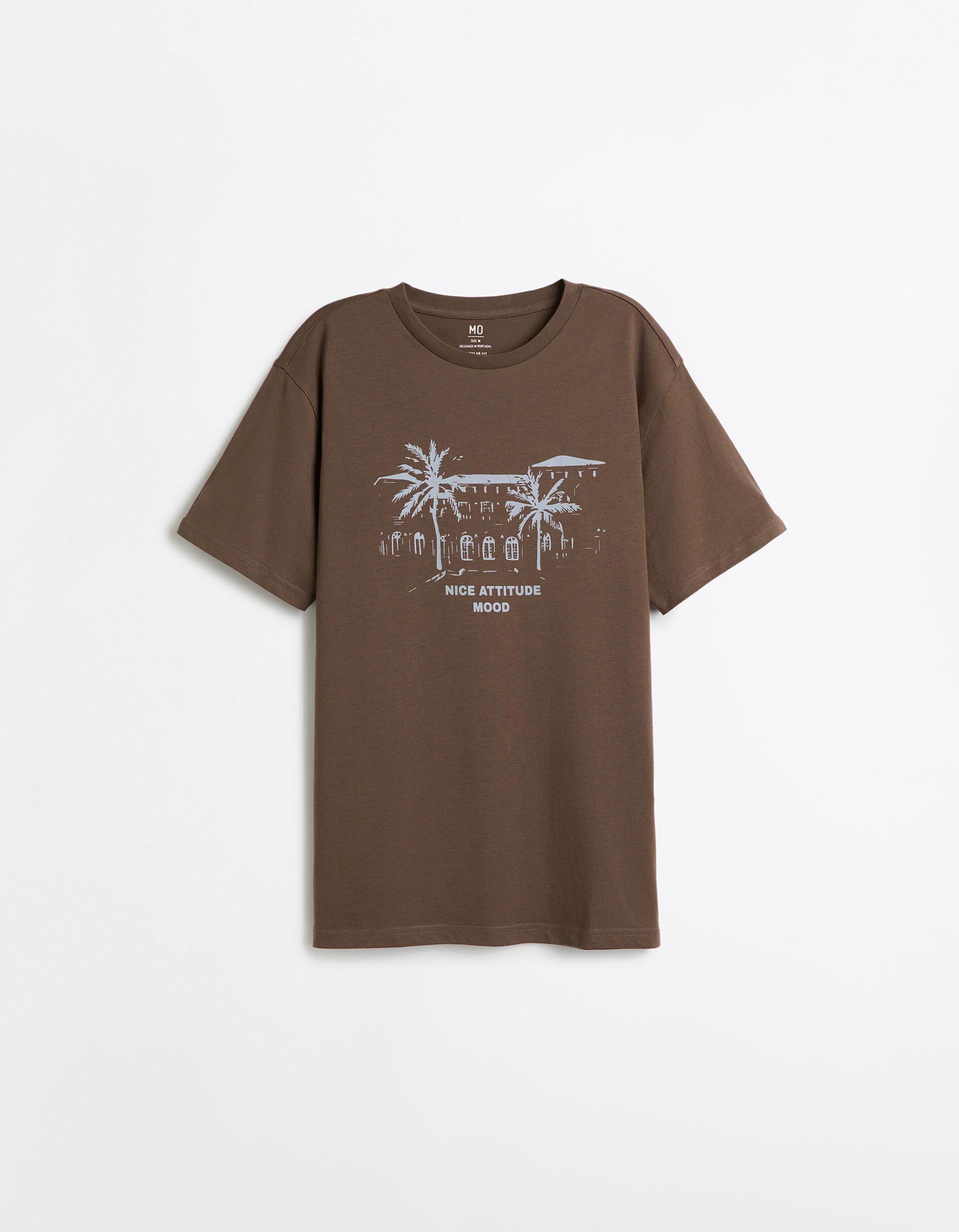 Comprar Online T-shirt Jersey Estampada, Homem, Castanho