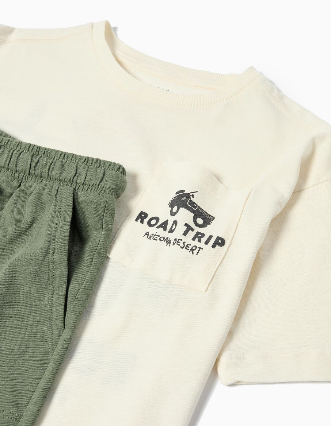 Conjunto T-shirt e Calções, Menino, Bege 
