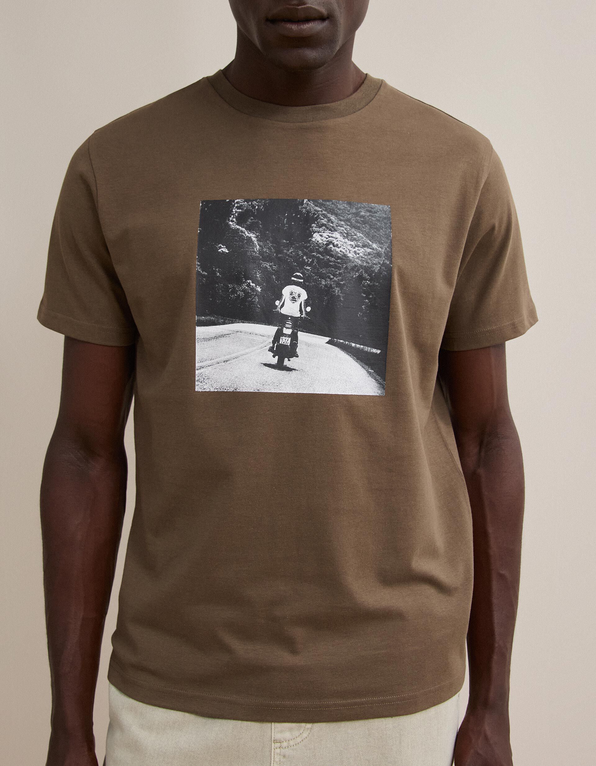 Comprar Online T-shirt Jersey Estampada, Homem, Castanho