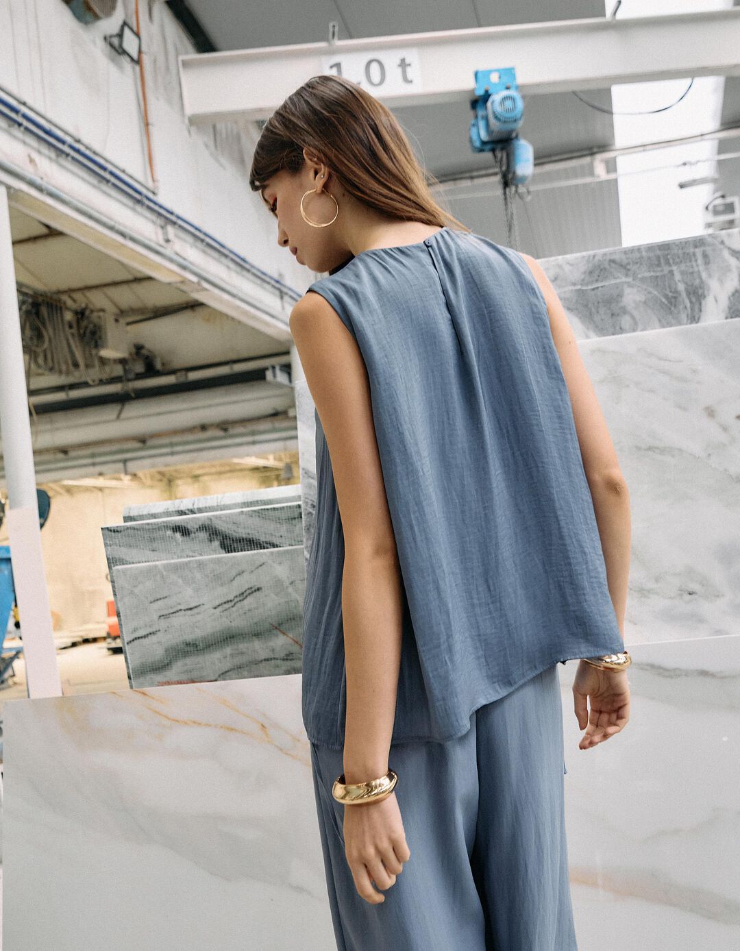 Blusa sem Mangas, Mulher, Azul