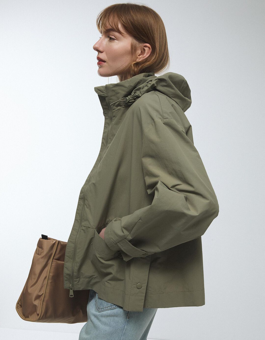 Parka Curta, Mulher, Verde Escuro