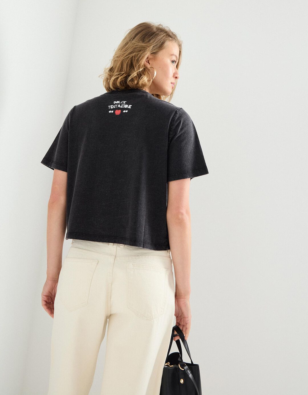 T-shirt Print, Mulher, Cinzento Escuro