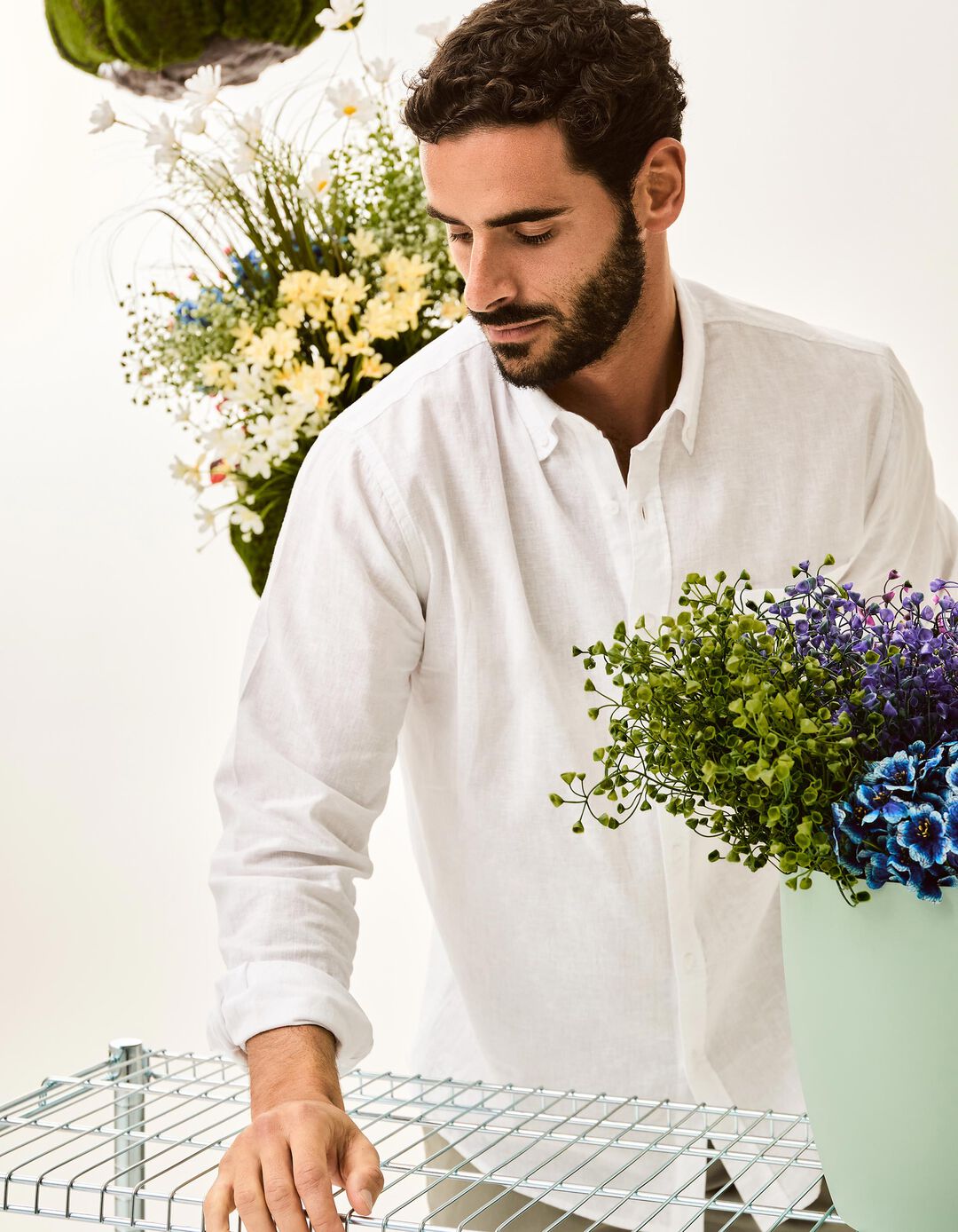 Camisa com Linho, Homem, Branco 