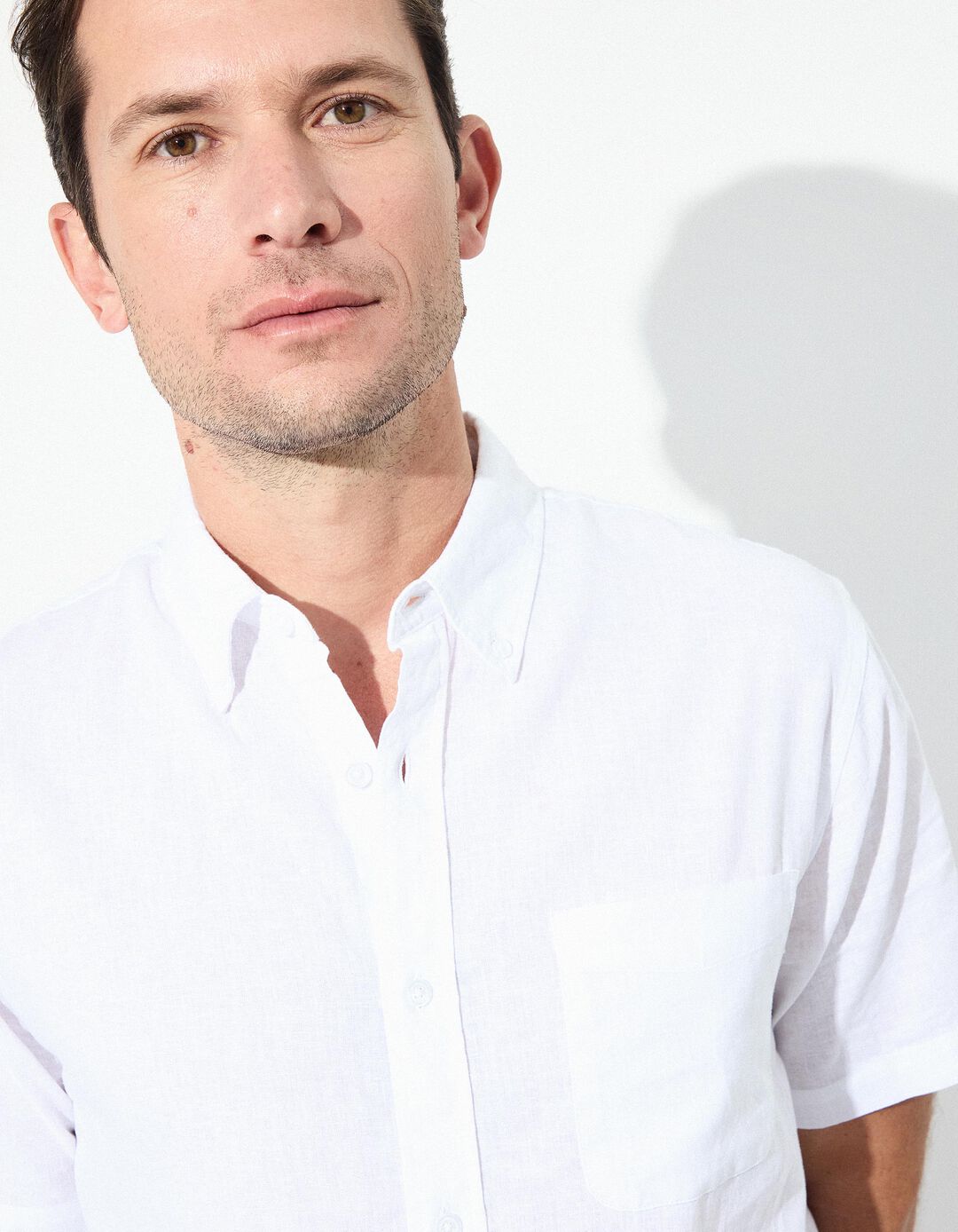 Camisa com Linho, Homem, Branco