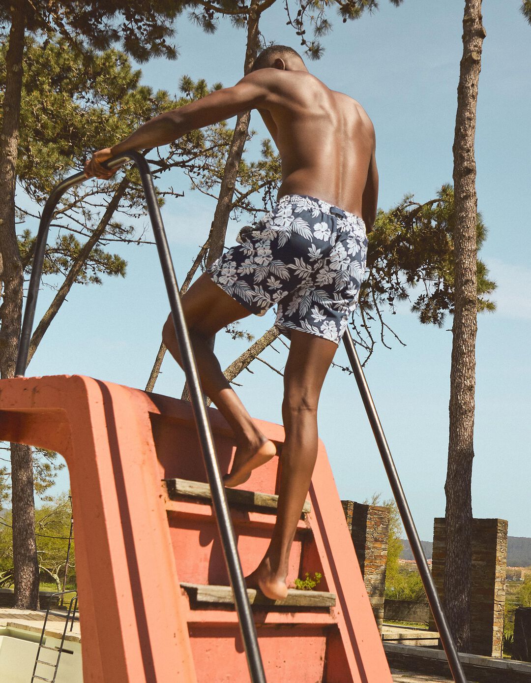 Calções de Banho Estampados, Homem, Azul Escuro 