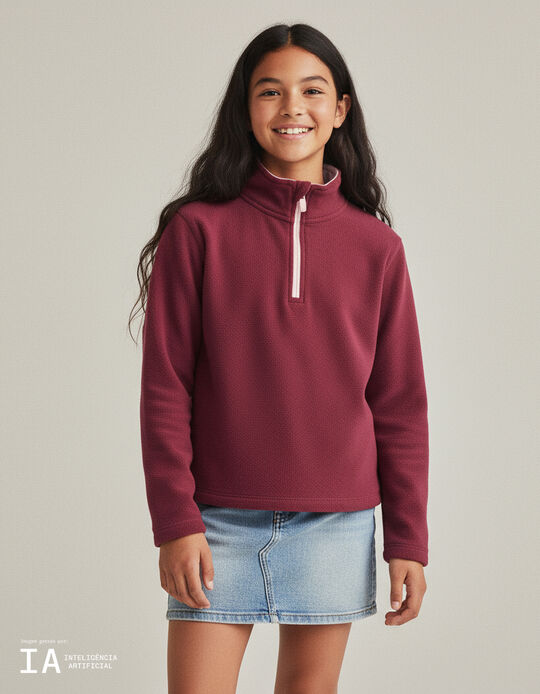 Comprar Online Camisola Polar com Fecho, Menina, Vermelho Escuro 