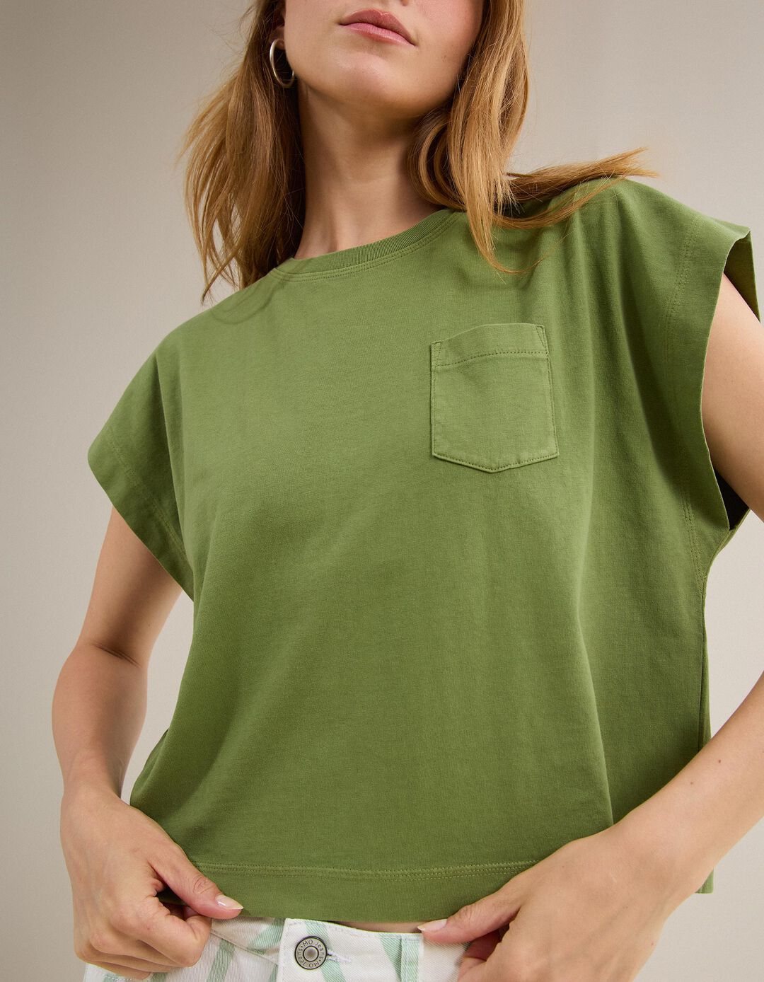 T-shirt Com Bolso, Mulher, Verde