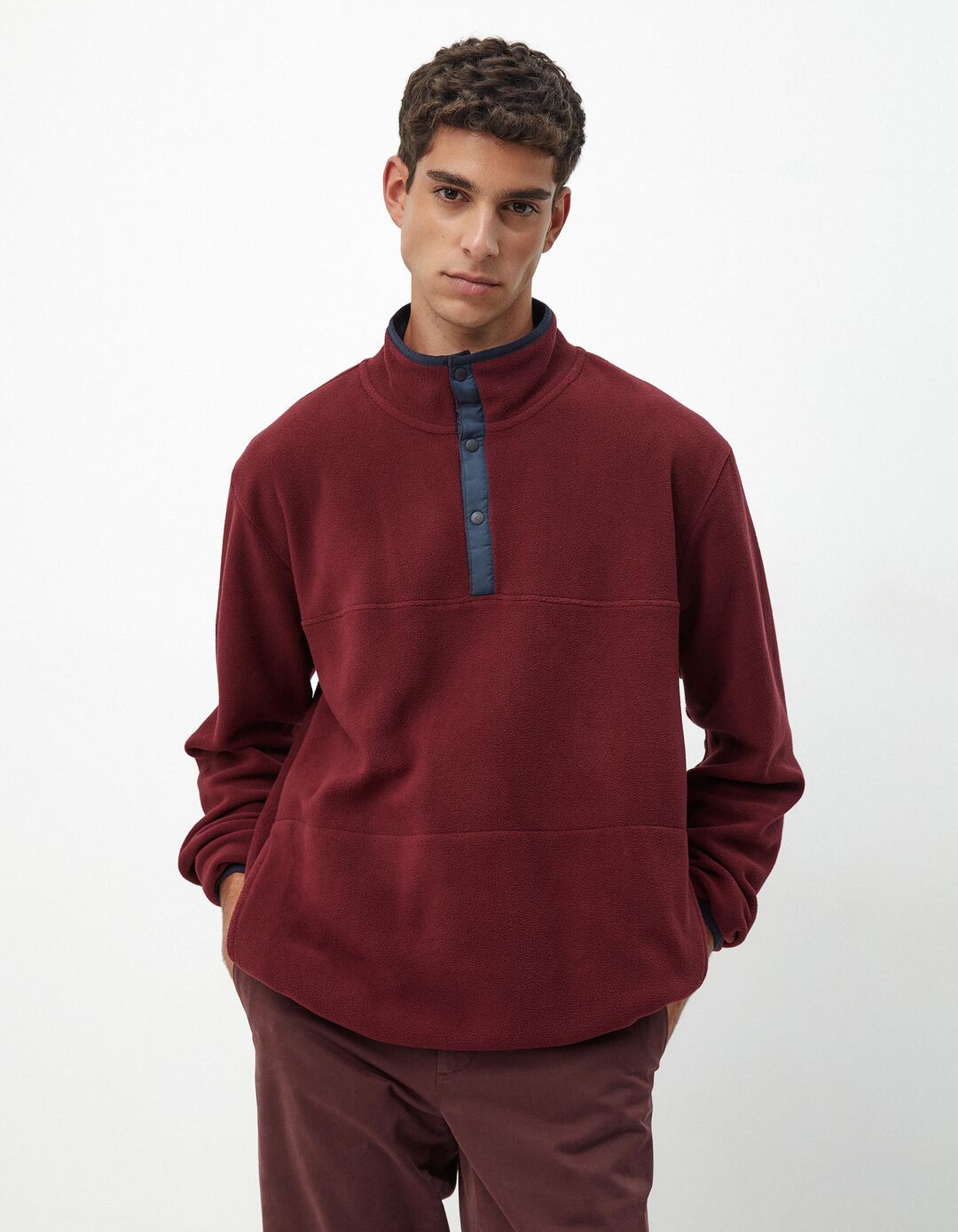 Sweatshirt Polar, Homem, Vermelho Escuro