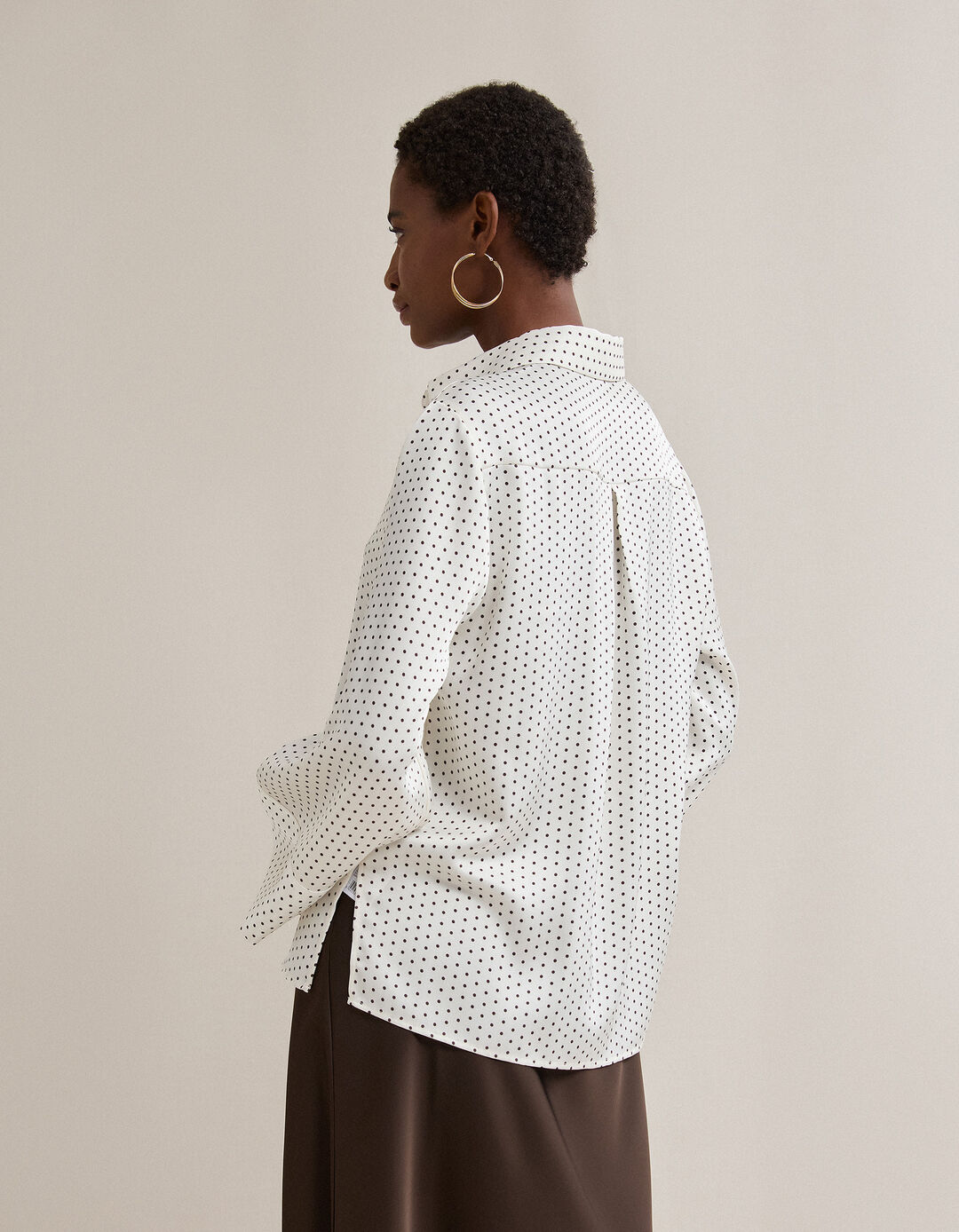 Camisa Acetinada, Mulher, Bege