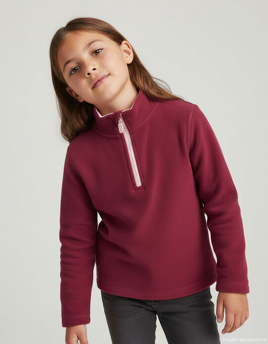 Comprar Online Camisola Polar com Fecho, Menina, Vermelho Escuro 