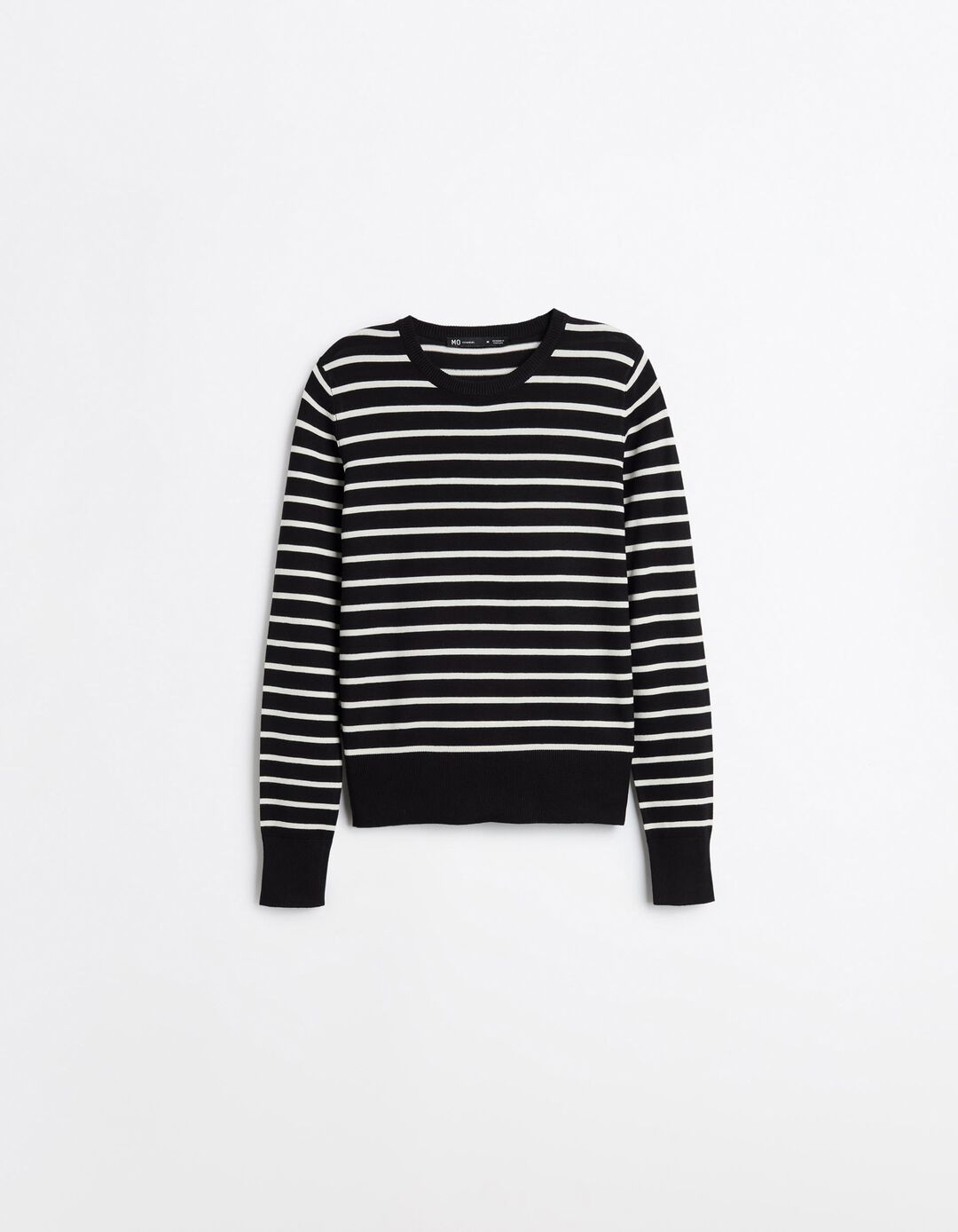 Camisola De Manga Comprida &Agrave;s Riscas, Mulher, Preto