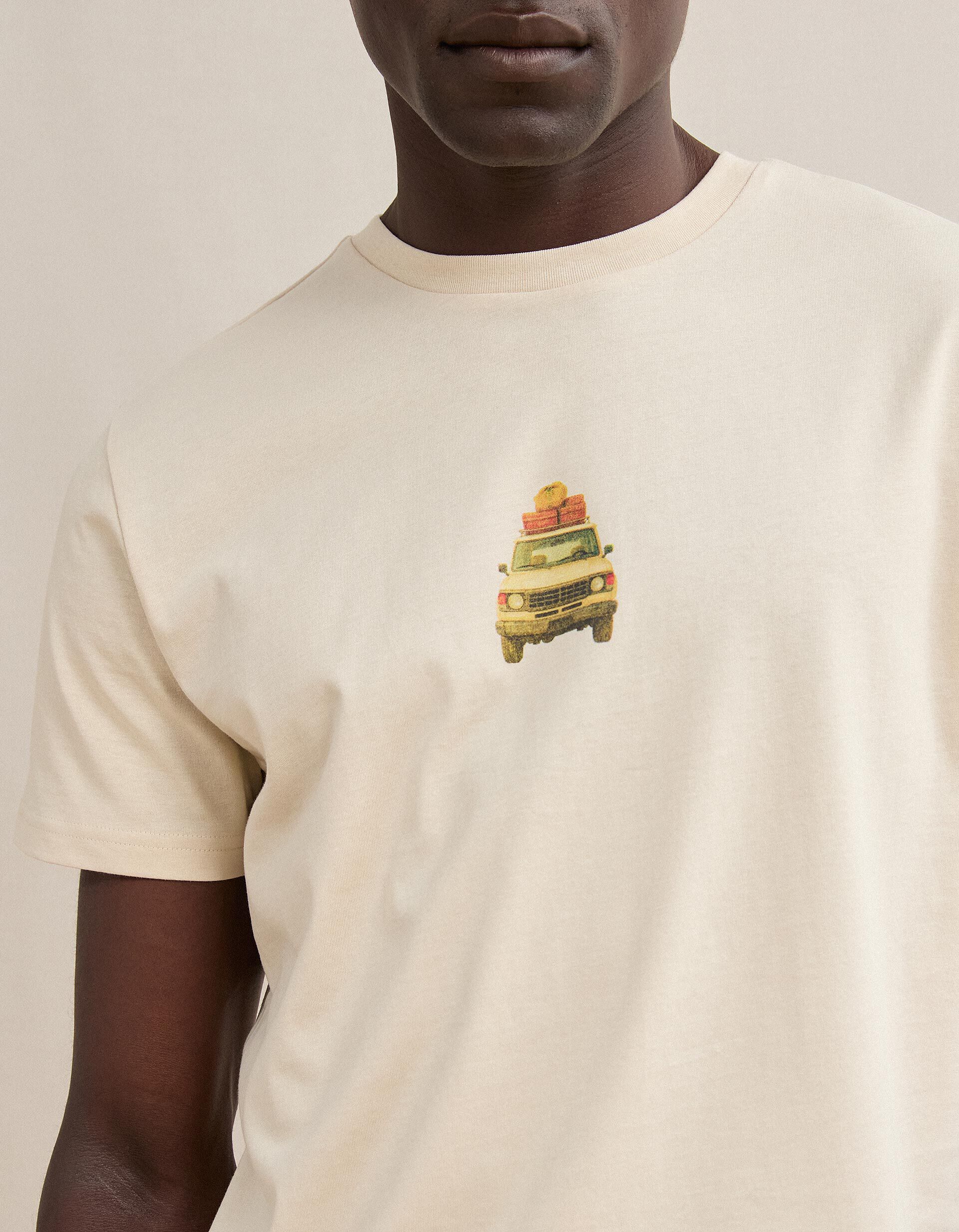 Comprar Online T-shirt Jersey Estampada, Homem, Bege Claro