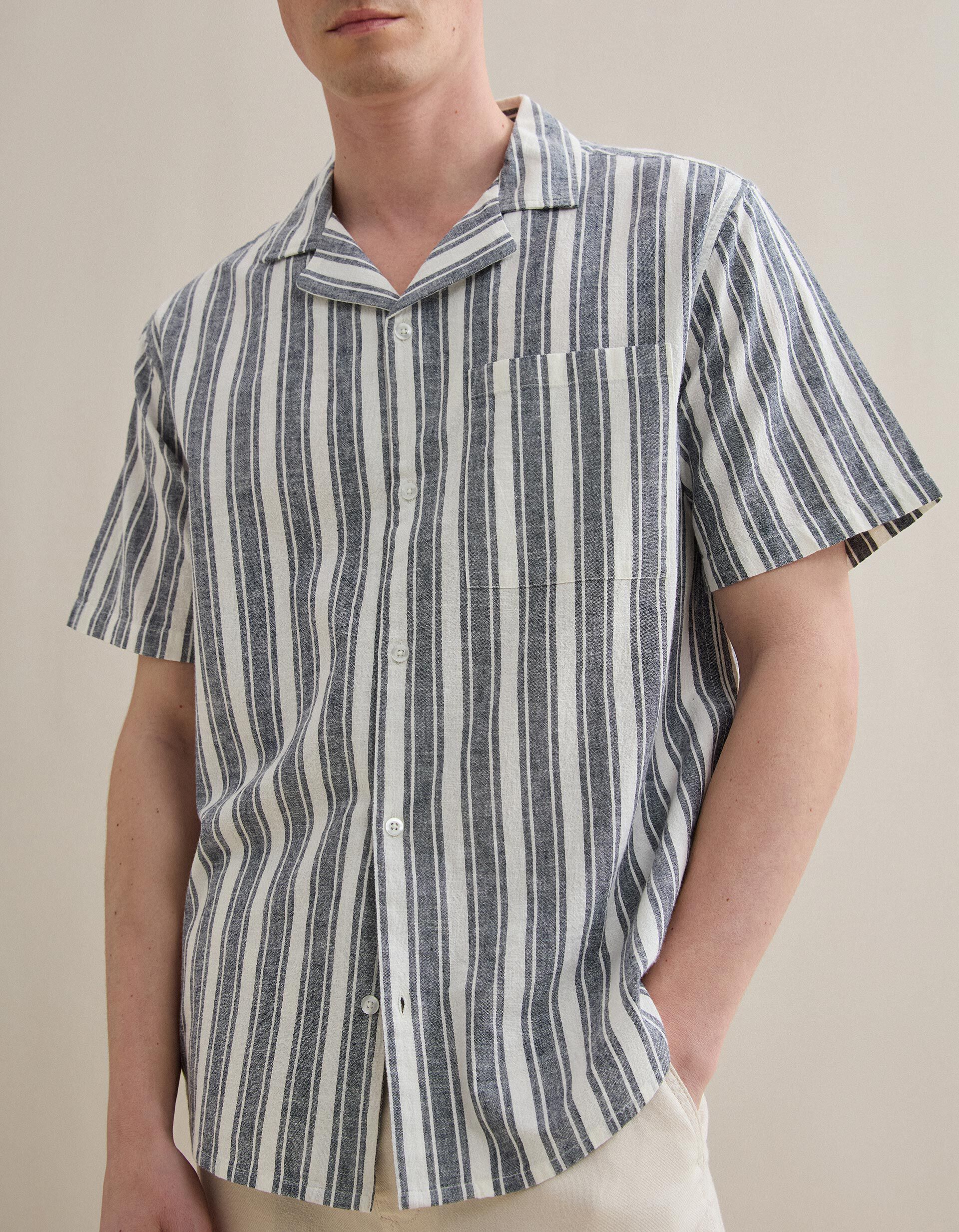 Comprar Online Camisa Resort com Linho, Homem, Azul Escuro