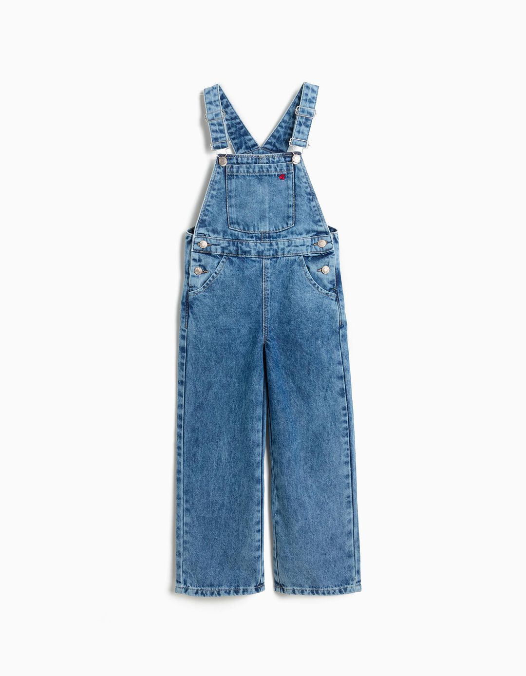 Jardineiras de Ganga 'Wide Leg', Menina, Azul