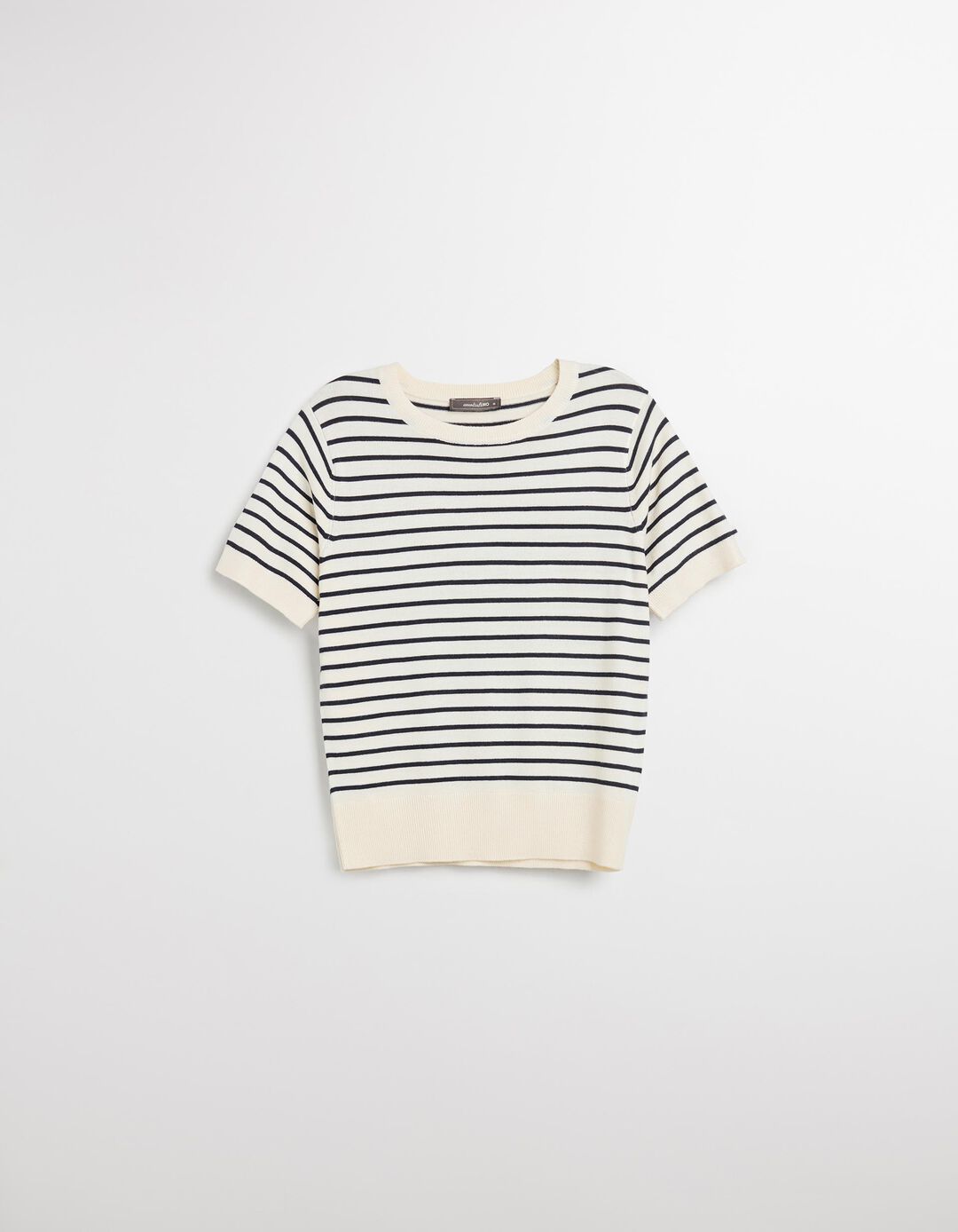 Camisola de Malha às Riscas, Mulher, Bege 