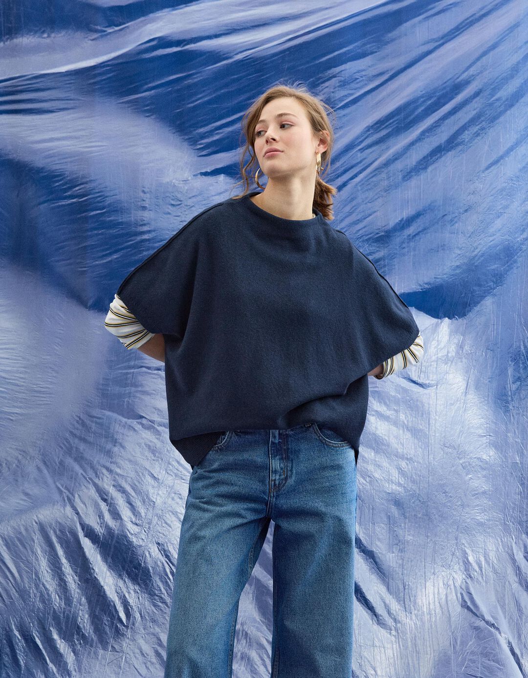 Camisola de Malha, Mulher, Azul Escuro