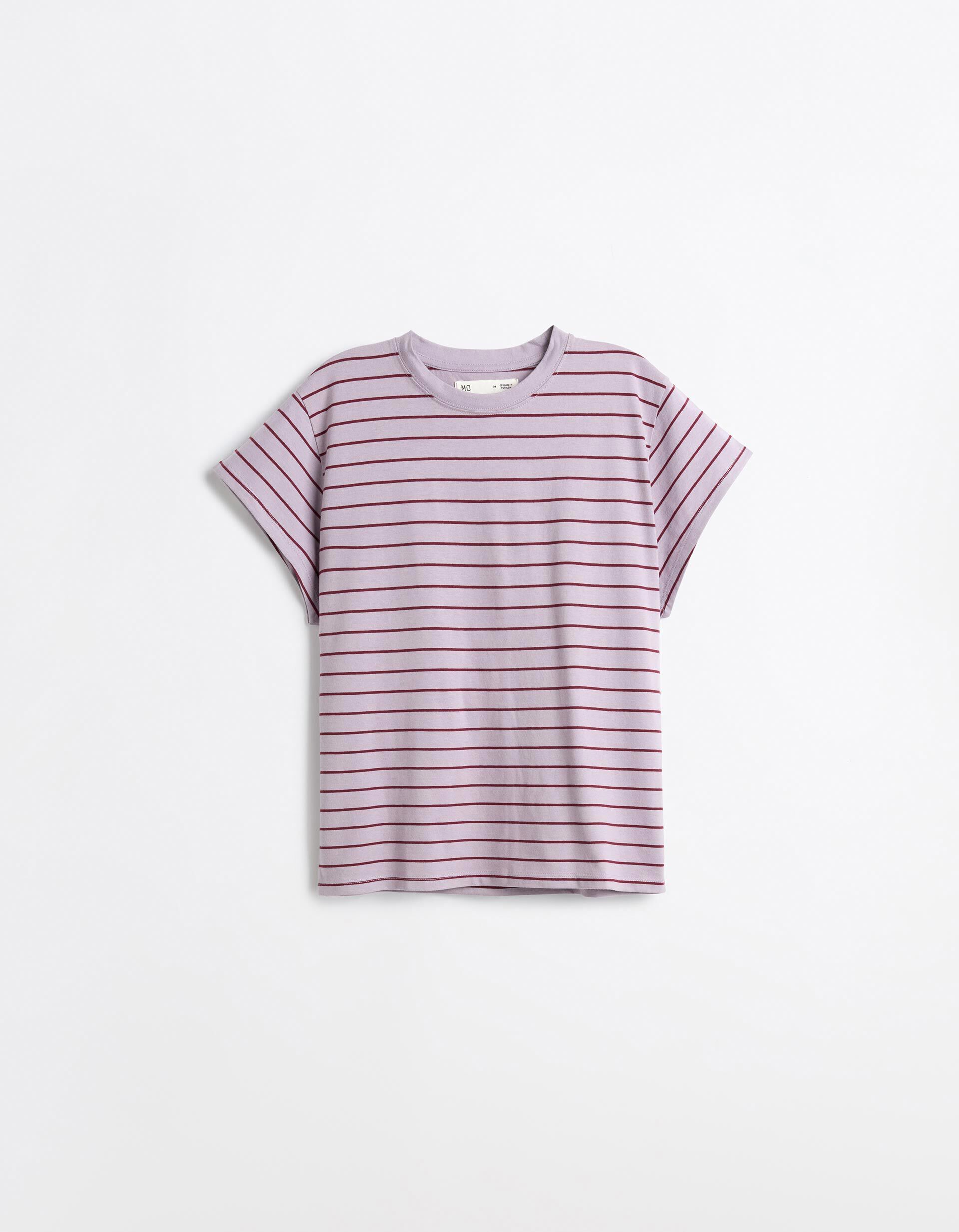 Comprar Online T-shirt &agrave;s Riscas, Mulher, Roxo