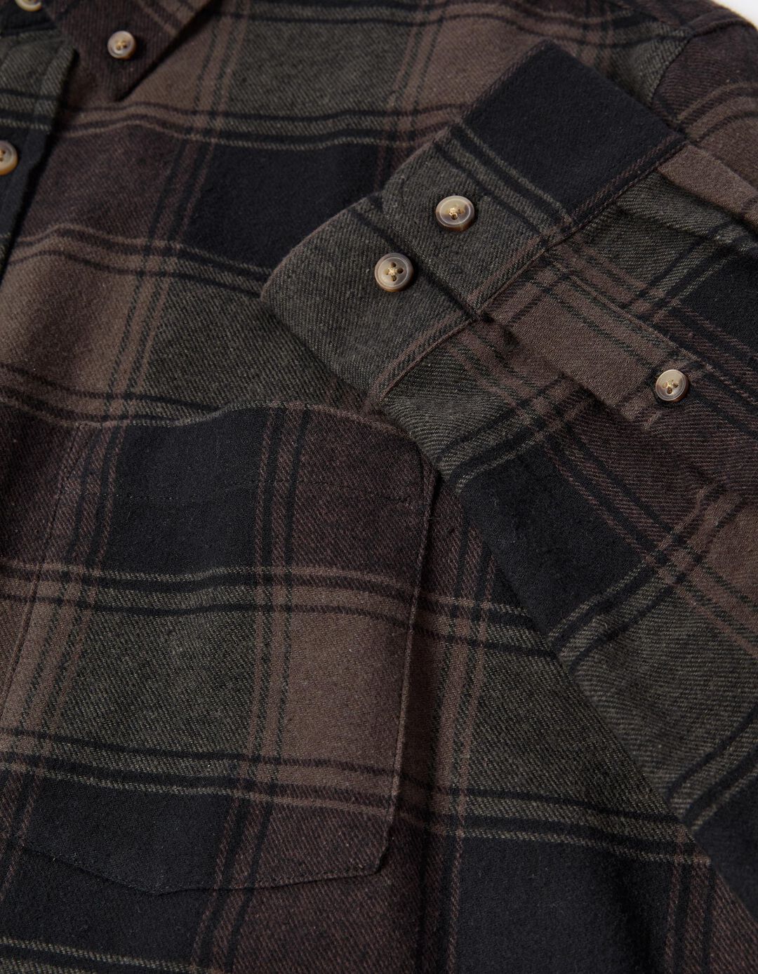 Camisa Flanela de Xadrez, Homem, Castanho Escuro