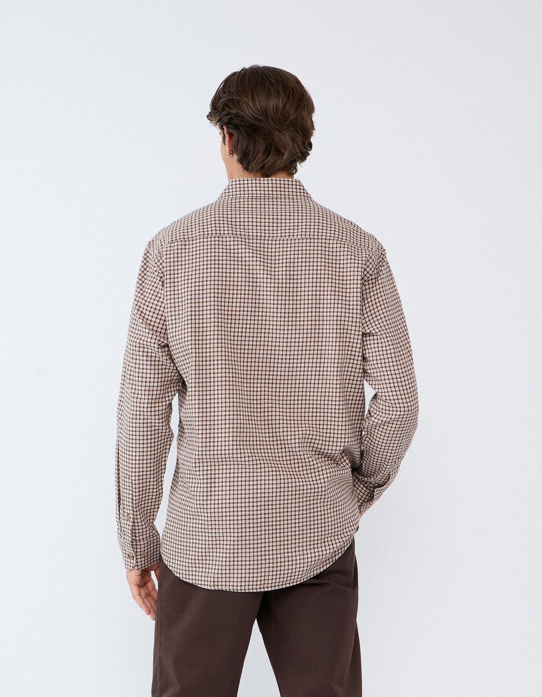 Camisa Slim Com Padr&atilde;o, Homem, Bege