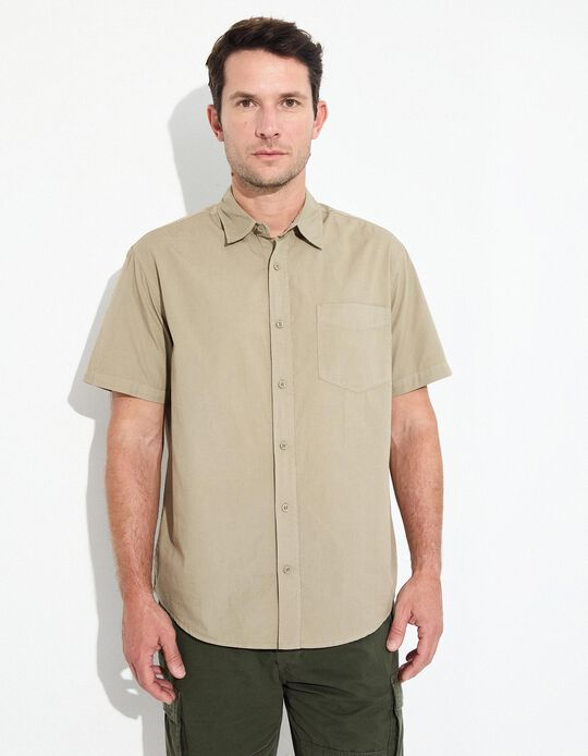 Comprar Online Camisa Manga Curta, Homem, Bege Escuro