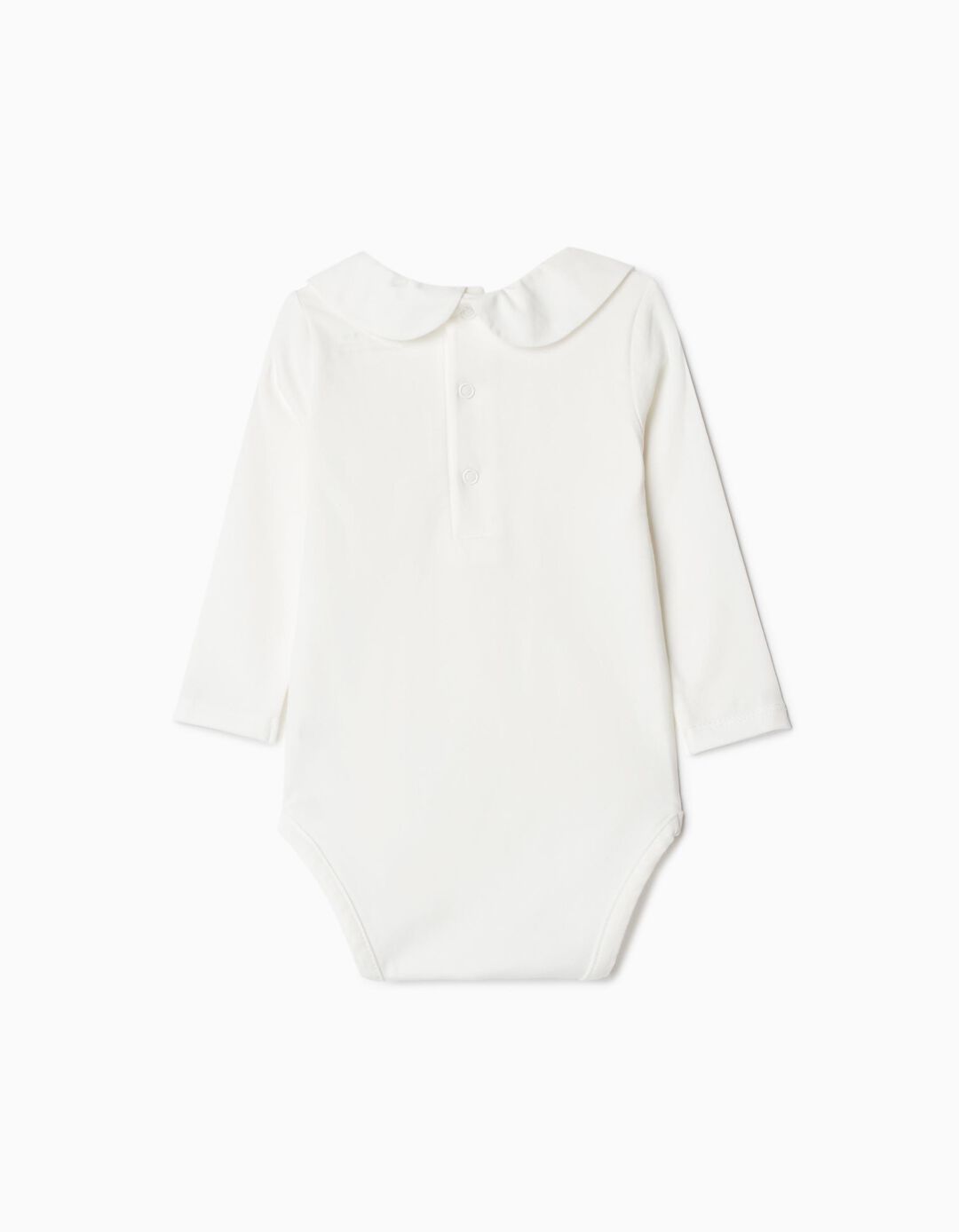 Body de Manga Comprida Gola, Recém-nascido, Branco