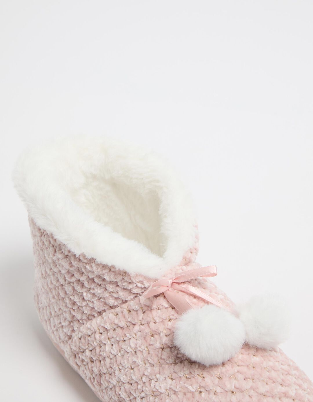 Botinhas Lurex Pompons, Mulher, Rosa Claro
