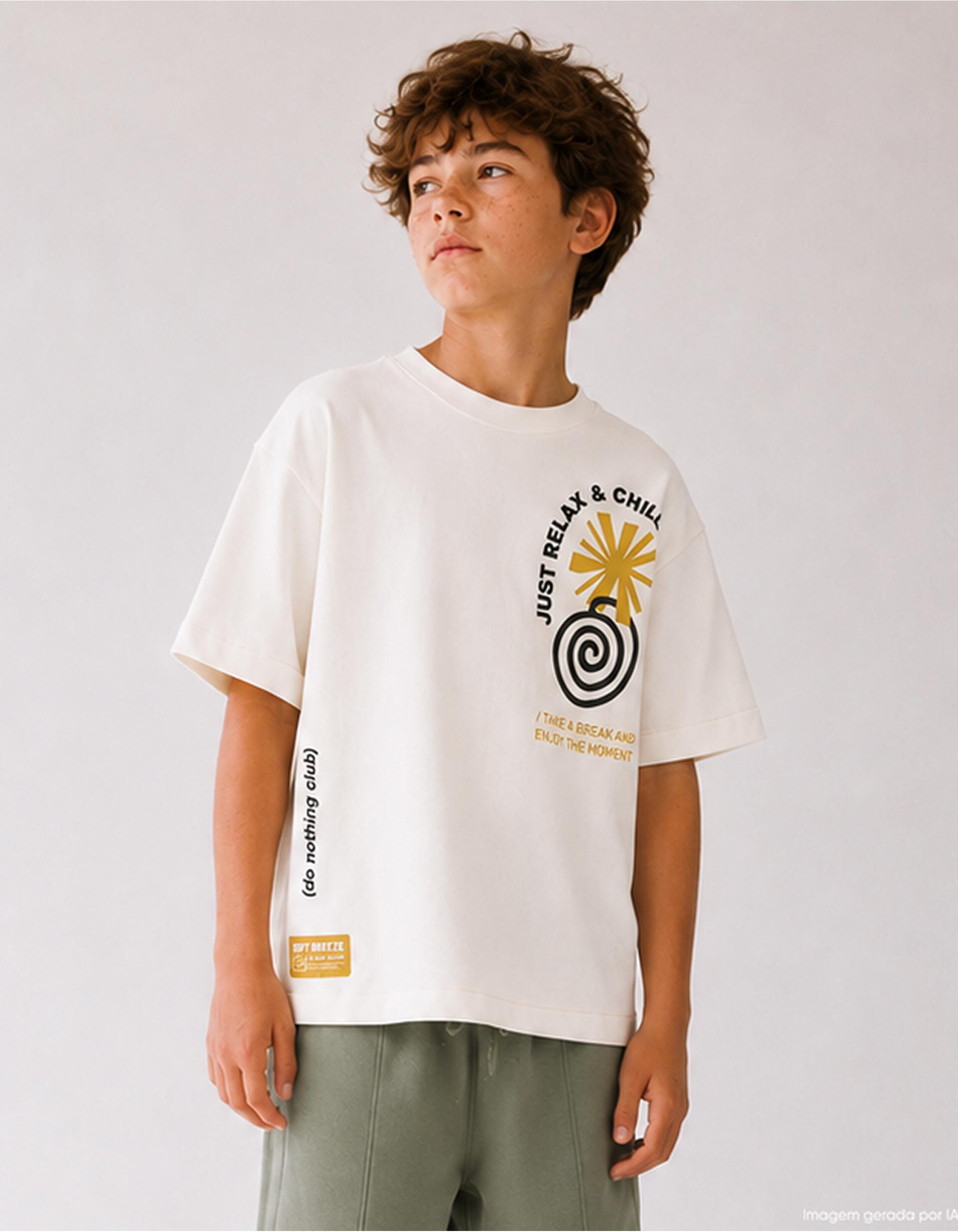 Comprar Online T-shirt 'Loose Fit', Menino, Branco
