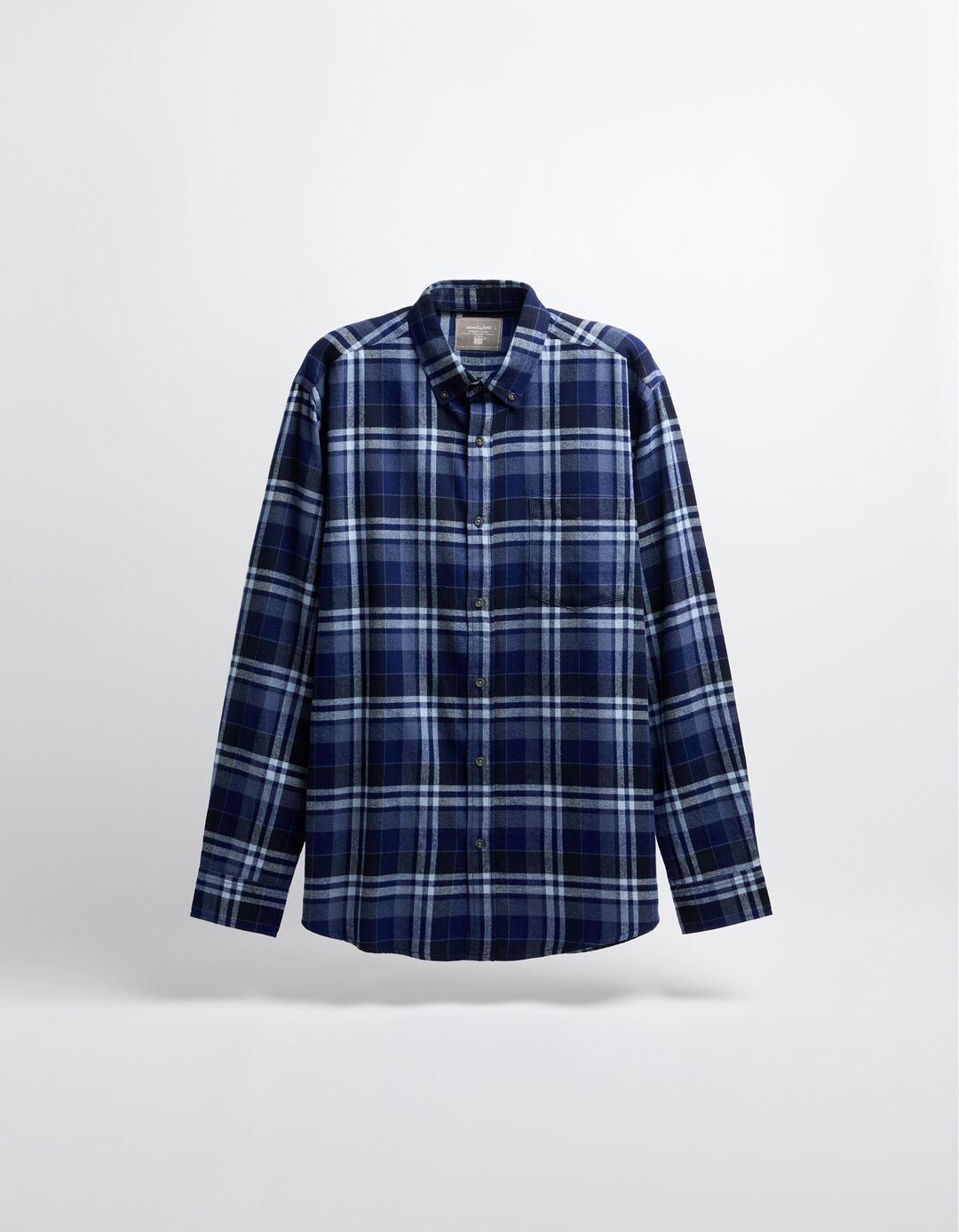 Camisa de Manga Comprida Xadrez Flanela, Homem, Azul Escuro