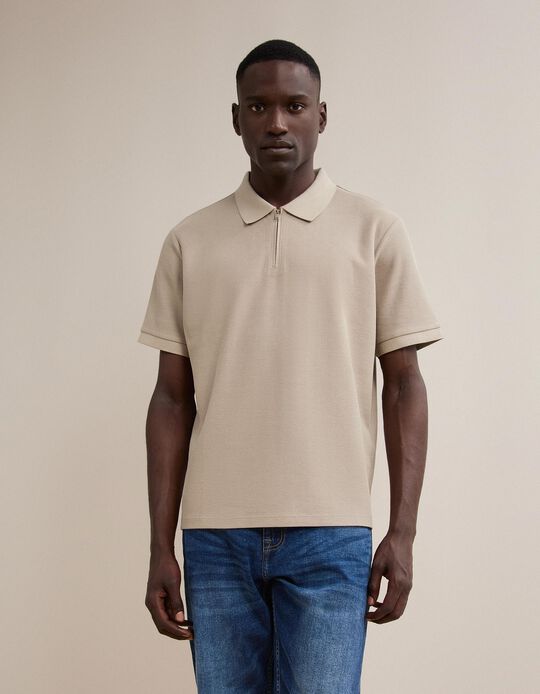 Comprar Online Polo com Fecho, Homem, Bege