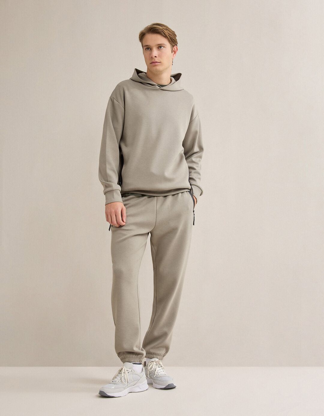 Sweatshirt com Capuz, Homem, Bege