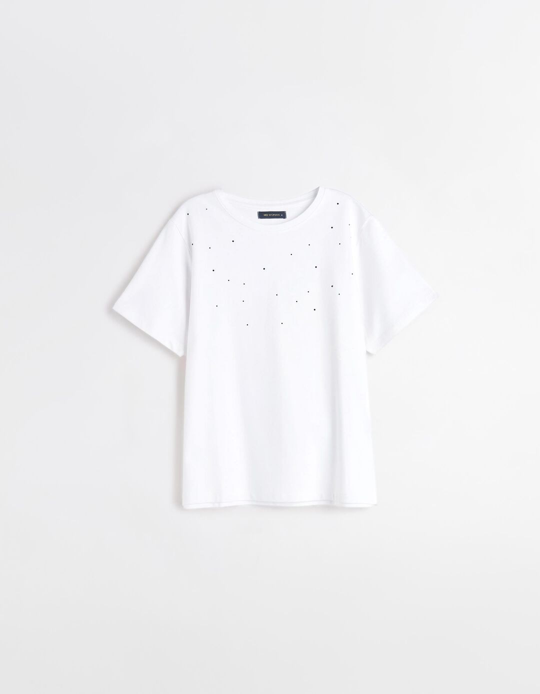 T-shirt com Brilhantes, Mulher, Branco