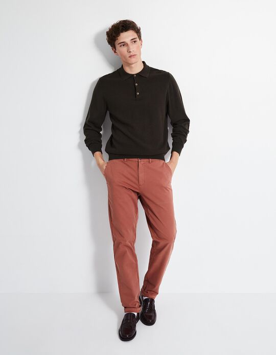 Comprar Online Calças Chino Slim, Homem, Laranja Escuro