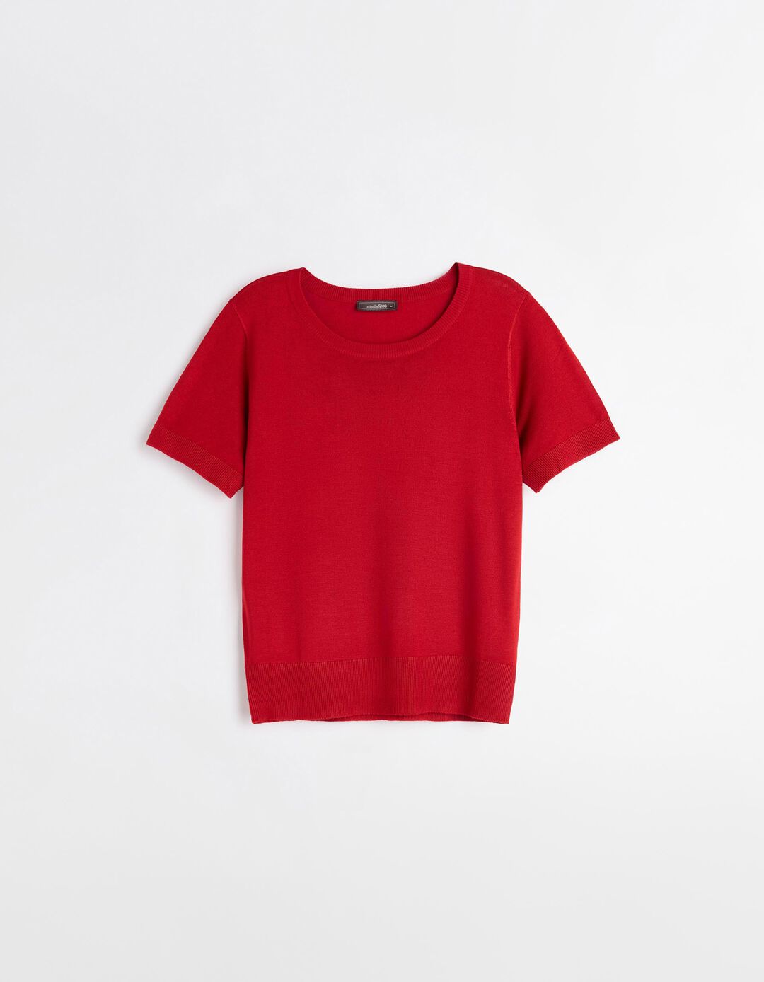 T-shirt de Malha Fina, Mulher, Vermelho Escuro