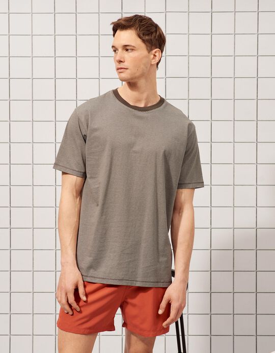Comprar Online T-shirt Riscas, Homem, Castanho
