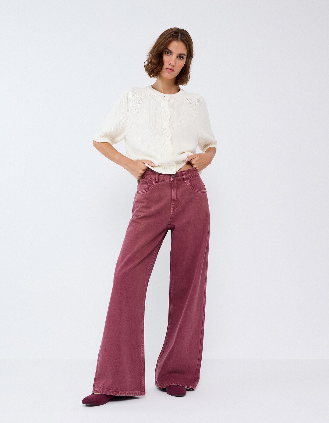 Cal&ccedil;as De Ganga 'Wide Leg', Mulher, Rosa Escuro