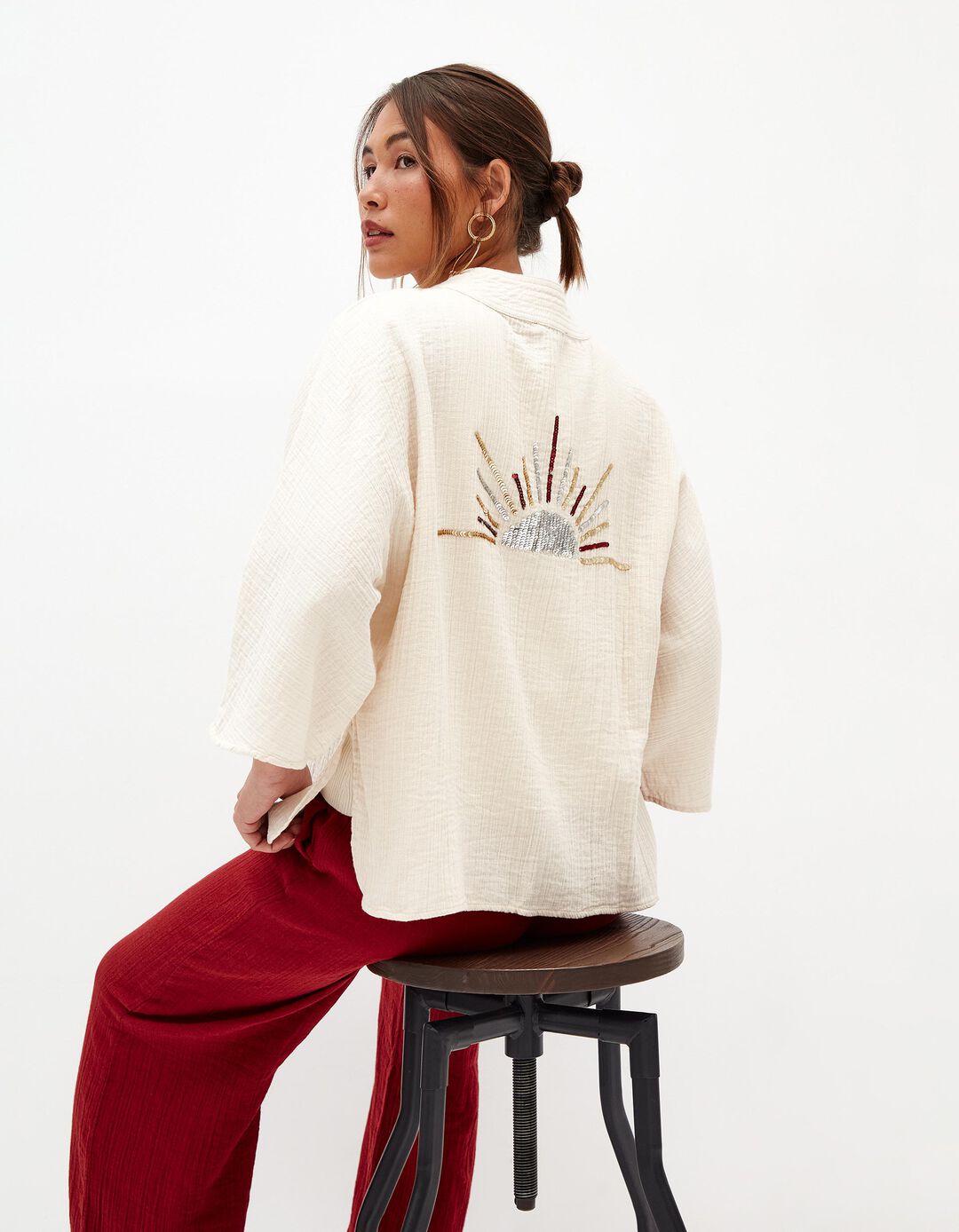 Kimono, Mulher, Bege Claro