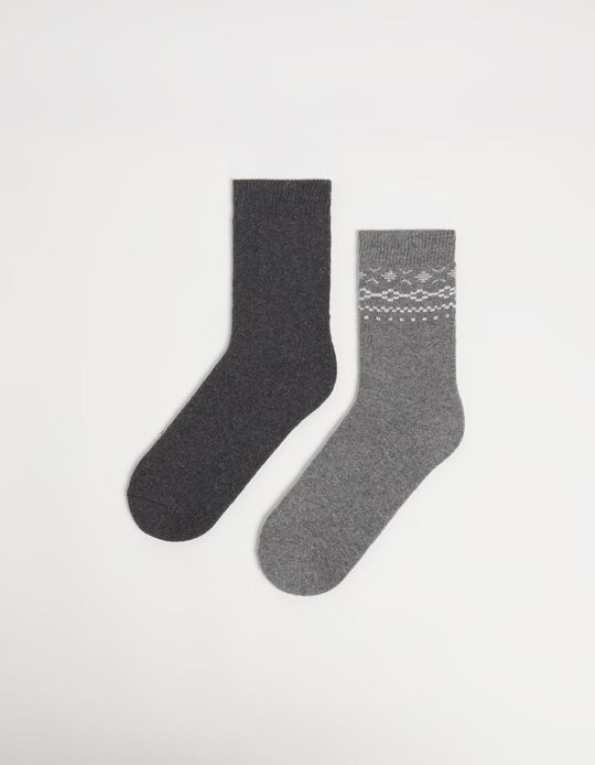 Comprar Online Pack 2 Pares de Meias Mistura de Lã, Homem, Cinzento