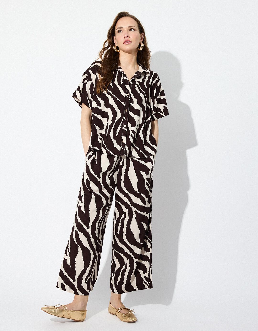 Calças Zebra, Mulher, Castanho Escuro 