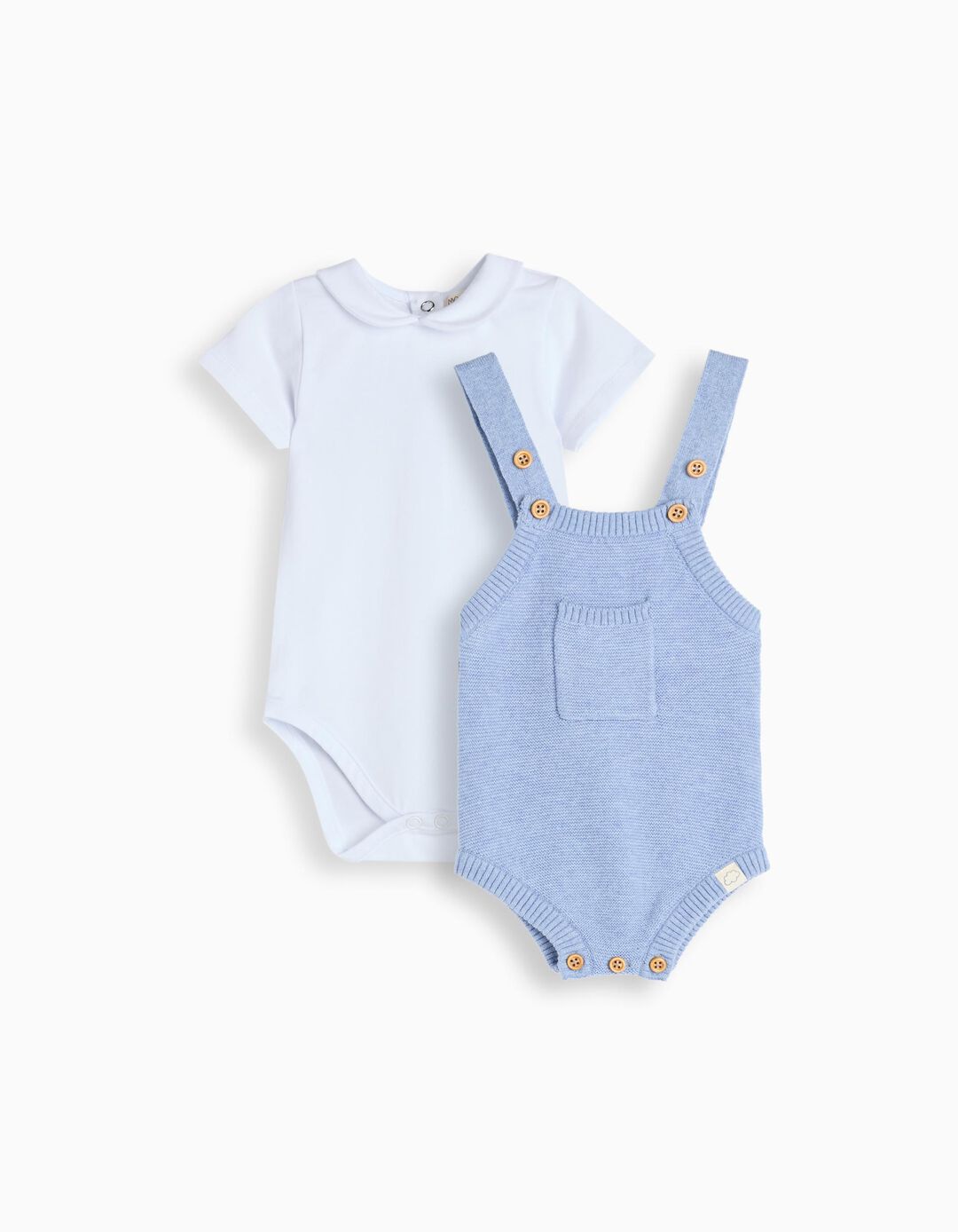 Conjunto Body e Jardineiras, Recém-nascido, Azul