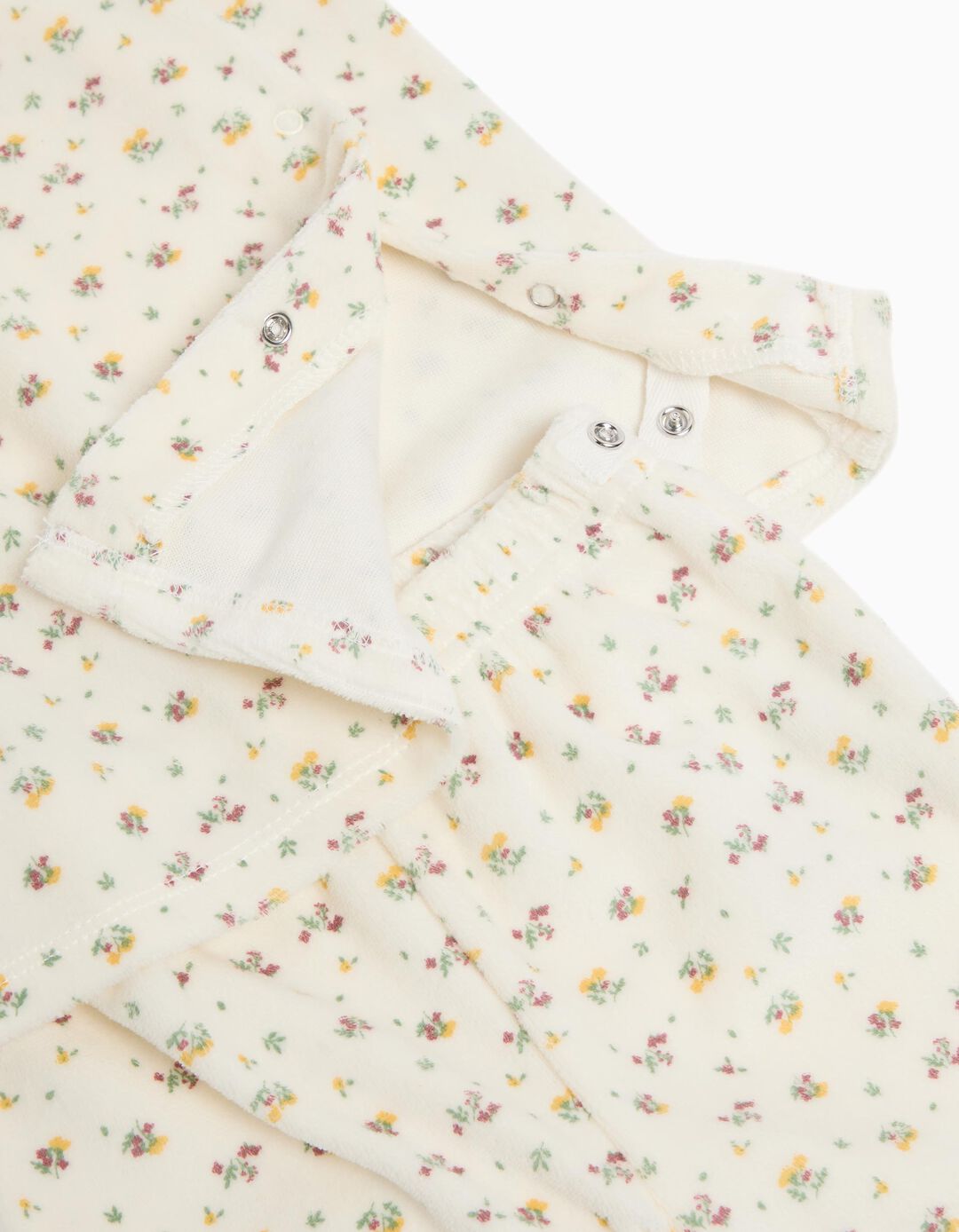 Pijama Aveludado Estampado, Bebé, Bege Claro