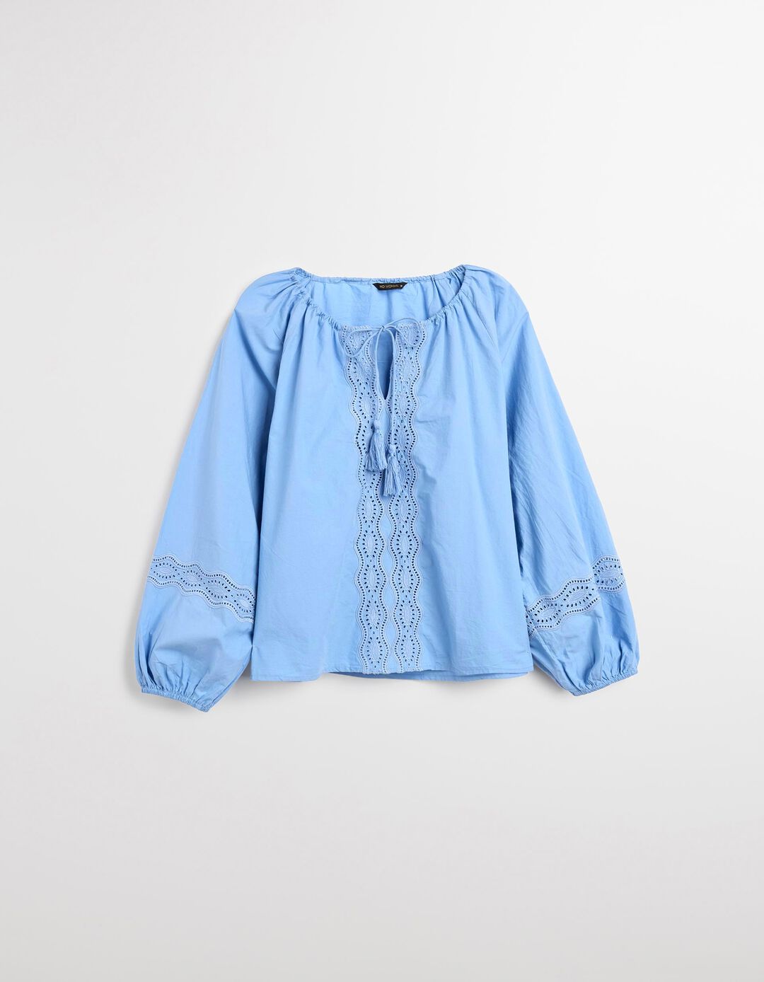 Blusa com Bordados, Mulher, Azul