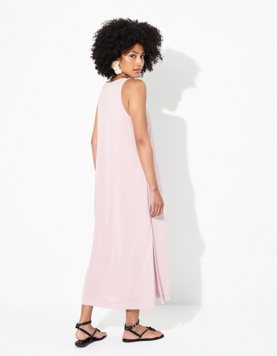 Vestido Midi, Mulher, Rosa Claro 