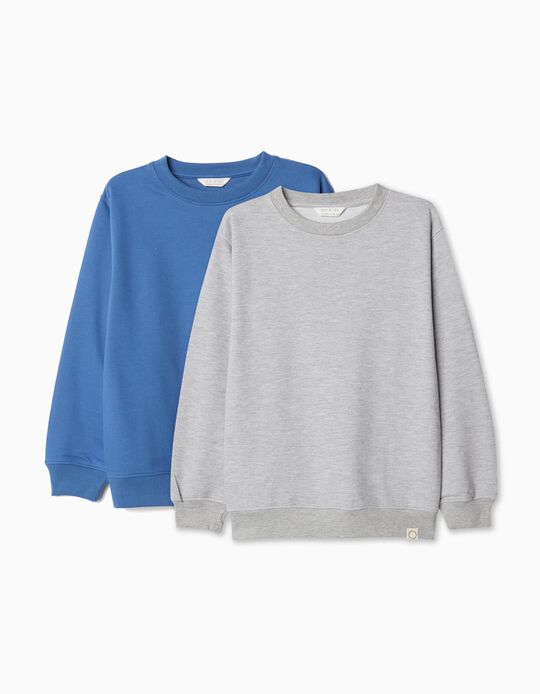 Comprar Online Pack 2 Sweatshirts de Felpa, Menino, Azul/Cinzento Claro