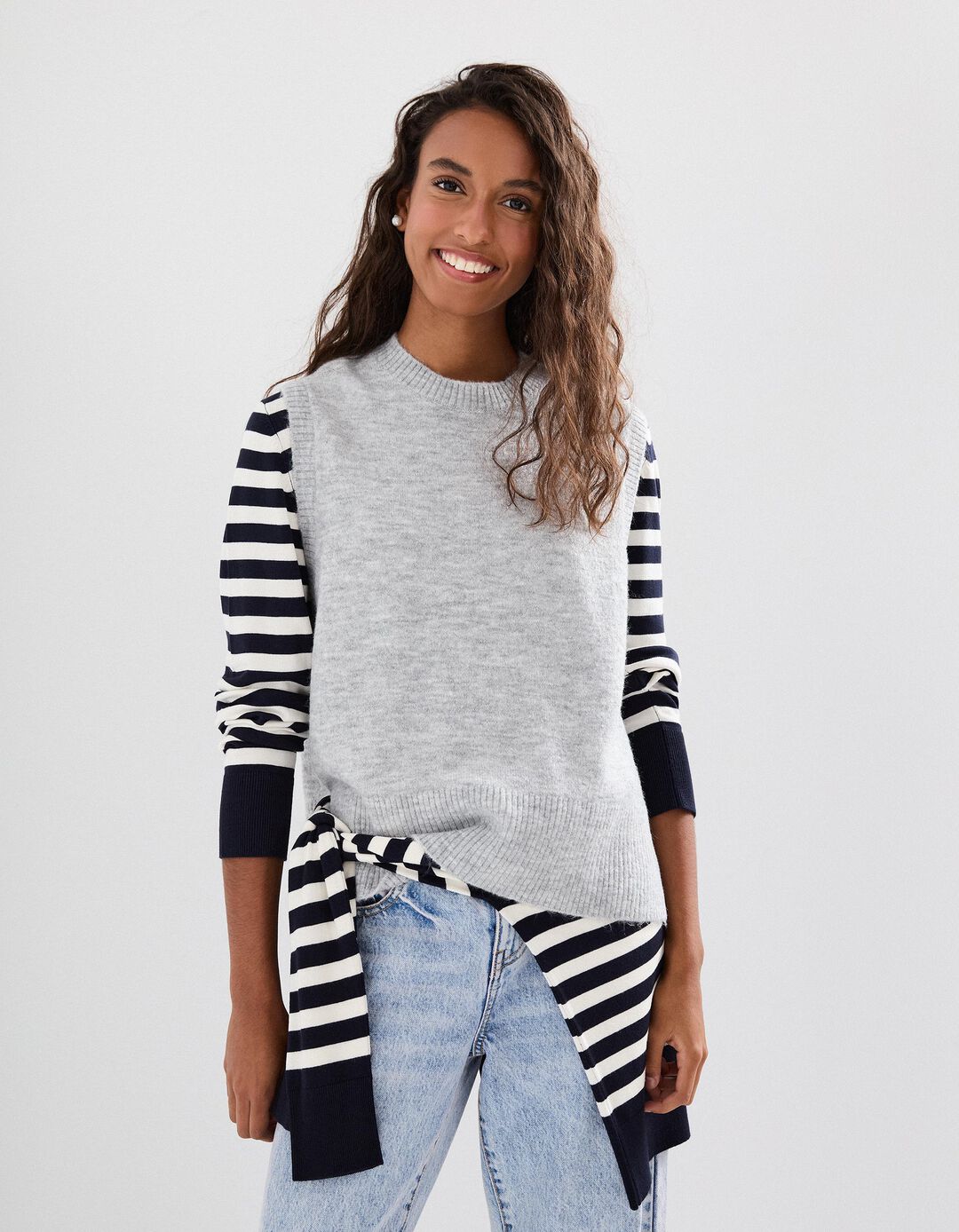 Colete de Malha, Mulher, Cinzento Claro