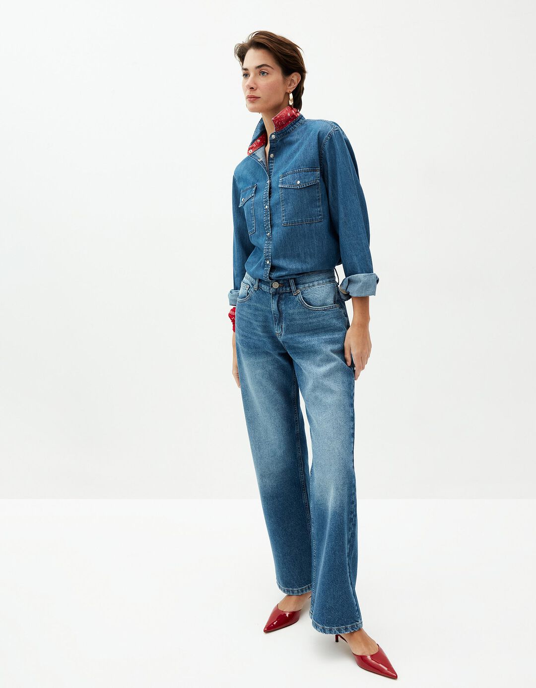 Sobrecamisa de Ganga, Mulher, Azul