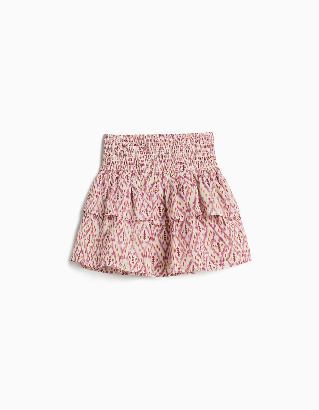 Saia com Folhos, Menina, Rosa Escuro